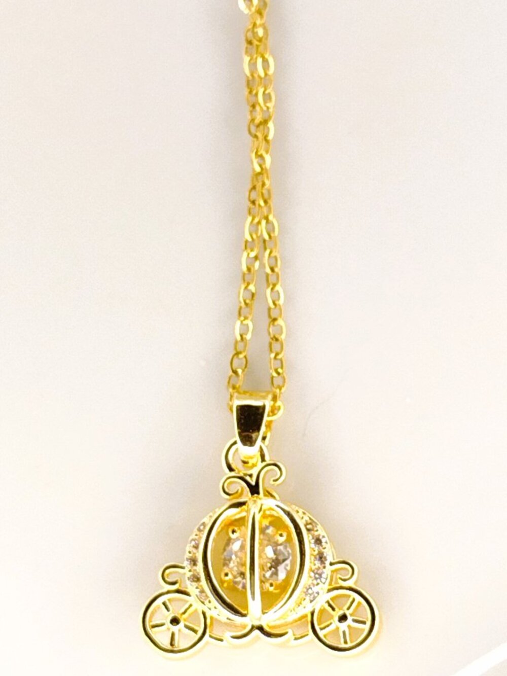 Necklace Princess Carriage Rhinestones Gift Gold Costume Little Girl
